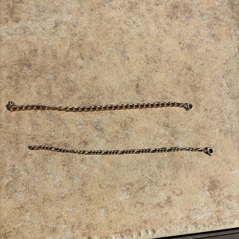 Two Gold Chain Bracelets